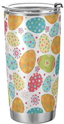 Anticsao Colorful Polka Dot Eggs Tumbler with Lid and Straw, Insulated Stainless Steel Tumbler Cup, Double Walled Travel Coffee Mug Thermal Vacuum Cups for Hot & Cold Drinks 20oz