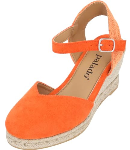 Palado Keilsandaletten Damen Sathos – elegante Wedges - modische Sommerschuhe - Sandalen mit Keilabsatz orange UK5,5 - EU38