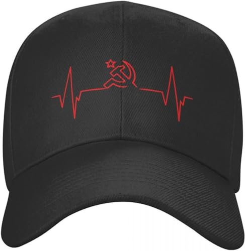 Baseballkappe Snapback Sonnenhut Klassische Baseballkappe Hip-Hop-Stil verstellbare Mütze Herzschlag Rossia Russland CCCP UDSSR Geburtstagsgeschenk für Männer und Frauen