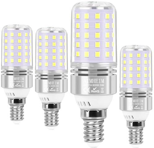 AIMHEIM Bombilla LED E14 Regulable Luz Frío 6000K 8W E14 LED Bombilla Casquillo Fino Equivalente 80W Halógena, Bombillas LED Maíz E14 Blanca Fría para Cocina Casa, 6 Piezas