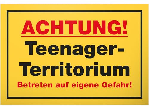 DankeDir! Teenager Territorium - Schild 30 x 20 cm - Geschenkidee Teenie Spruch Zimmer Türschild Jungen & Mädchen Jugendzimmer - Dekoration Deko Geschenk Idee Jugendliche Tür Deko Geburtstag