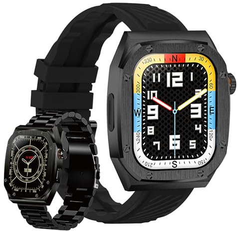 Smartwatch Uomo Donna con Display Amoled 2.1’’ Sempre Acceso, 460 mah Batteria a Basso Consumo, Impermeabile IP68, Telefonate Bluetooth, Sonno Cardiofrequenzimetro, +120 Modalità Sportive (Nero)