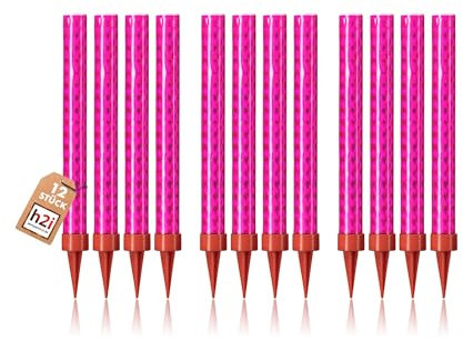 h2i Eissterne | 12 x Rot | 60 Sek. Brenndauer | Eisfontäne Sprühkerze Wunderkerze - Highlight für Events Party Hochzeit Geburtstag | Tischfeuerwerk & Deko für Flaschen & Torten | Kat F1