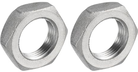 QUARKZMAN 2 pcs Fonte Tuyau Raccord Hex 3/8 Femelle Filetage (DN10) | Contre-écrou, 304 Inox Acier Hex Verrouillage Écrou, pour Plomberie Fixe Eau Balai et Châssis Nettoyeur