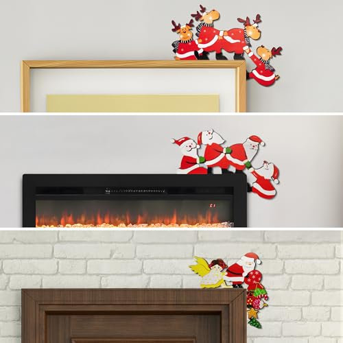 3 Teile/Satz Christmas Türrahmen-Deko aus Holz, Santa Claus Door Frame Decorations,Weihnachtsmann, Rentier, Weihnachten, Tür, Eckschild, Dekoration für Party, Ornament, Topper Rahmen Eckornament