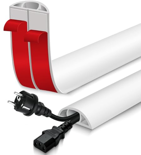 Passage de Cable au Sol adhésif goulotte Passe Cable Flexible en PVC pour la Management Bureau de Sol (Blanc, 50mm×6m)
