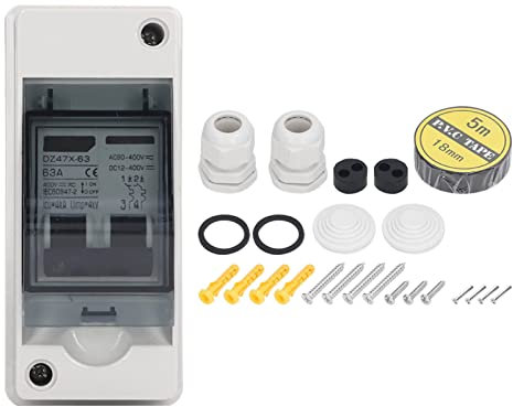 2P Miniatur-Leistungsschalter, DC-Trennschalter, 63 A, IP65, für Solar-PV-Systeme, Solarstromanlagen, Photovoltaik-Arrays, Wohnwagen, Solar, AC 90–400 V