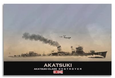 Vintage-Poster mit Schlachtschiff, japanischer Akatsuki-Zerstörer, dekorative Leinwand, Familie, Schlafzimmer, Kunstwerk, Bild, Gemälde, 30 x 45 cm