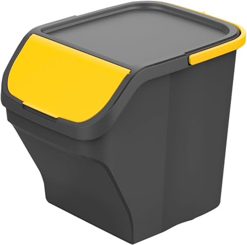 Gardissimo Stack / 25 Liter Mülleimer - Küche Stapelbox - Mülltonnenbox - Abfalleimer mit Deckel in gelb