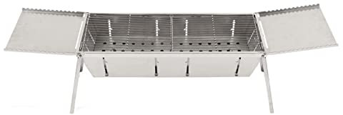 Estufa de Leña para Acampar, Estufa de Leña Plegable Rectangular, Estufa de Acero Inoxidable con Bandeja para Hornear, Adecuada para Uso en Exteriores