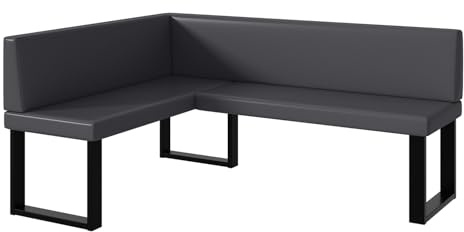 MEBLINI Eckbank für Esszimmer - Küchenbank - Essecke - Sitzecke Küche - Toni - U-Beine 128x168x87cm Links - Grau Kunstleder