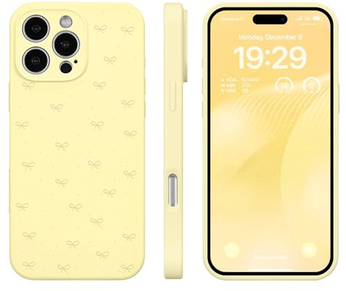 ZCDAYE Case for iPhone 16 Pro Max Silicone Phone Case, Cute Bow Print Solid Women Shell, Durable Protective Case Soft Skin Friendly Phone Cover for iPhone 16 Pro Max (6.9 inch),Yellow