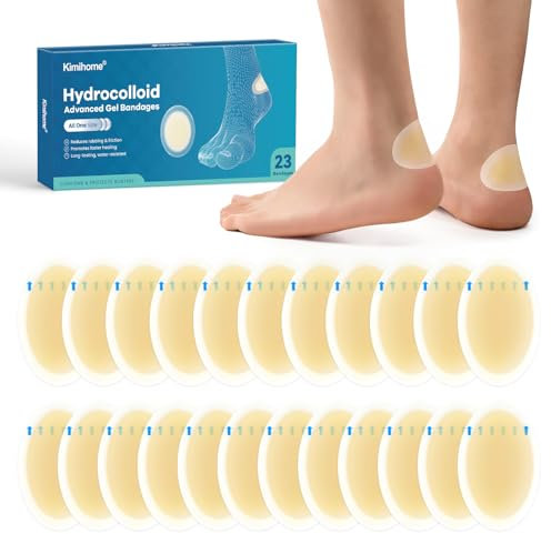 Kimihome 23 Stück Blasenpflaster - Wasserdichte Hydrokolloid-Pflaster - Adhesive Blister Pads für Ferse, Fuß, Zehen - Gel Blase Chshions für Prävention & Recovery Heel Pack)