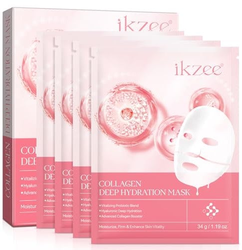 Maschera viso collagene 4 pezzi, maschera per collagene biologica durante la notte, maschera viso collagene profonda durante la notte, maschera per la cura della pelle per lenire, riparare, idratare