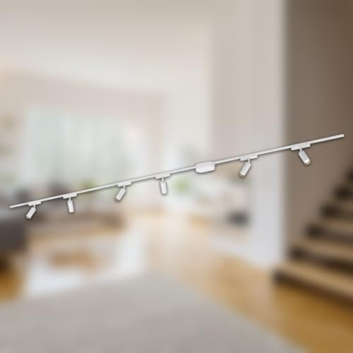 BRILONER - Set completo di binari Luxtrail, 6x spot LED, lampade, orientabili, sistema di binari a soffitto, binario per faretti, lampada a soffitto, plafoniera, faretto, 3m, bianco