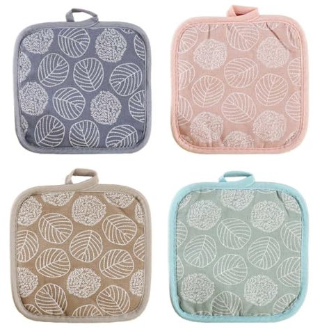 XURJUMI Presine Da Cucina 4 Pezzi Presine In Cotone Resistenti Al Calore Guanti Da Forno Imbottito Con Cotone Riciclato Presine Da Cucina Presine Cucina Per Cucinare E Cuocere (17X17 Cm)