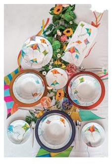 Brandani 51713 TAVOLA 18 PZ ARIA PORCELLANA, Set 24pz 6 Piani 6 Fondi 6 Dessert, 27cm, 22.5 cm, 19 cm