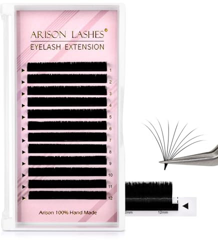 Arison Lashes Easy Fan Lashe Eyelash Extension Supplies Volume Lash Extensions Automatic Blooming Flower Lashes Self Fanning Russian Eyelashes(0.03-D-10mm)