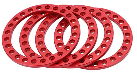 REXVTNS 4pcs Aluminum Alloy Beadlock Ring | for 1.9inch VP Wheel Hub | CNC Machined RC Crawler Accessories | Strong Performance (Red)