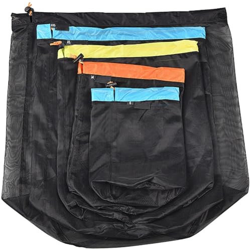 Vobumix 5 Stück Mesh-Aufbewahrungstasche Kordelzug, Reisetasche, Leichte Netztasche Für Kosmetika, Duschgels, Outdoor-Werkzeug