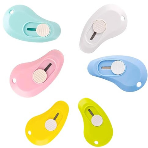 6PCS Mini Art Knives in Assorted Colorsfor Letter Opening and Paper Cutting,Portable Telescopic Art Knives with Sharp Blade,Stationery for Box Opener in School,Home and Office