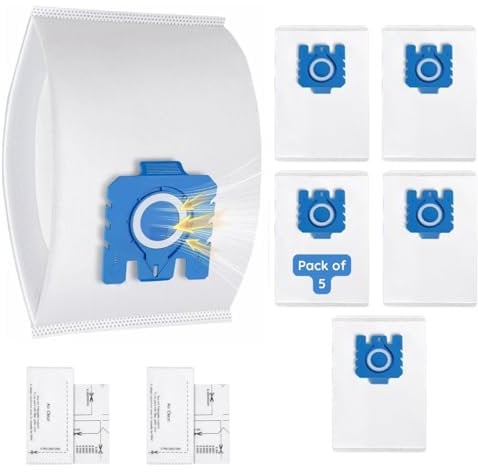 5-Pack Compatible for Miele Bags with 2 Filters - Replacement for Hoover GN Dust Bag Complete C3, C2, Classic C1, S8000, S5000, S2000, S600, S800 Series – Replaces 9917730, 12281680