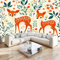 Générique Papier Peint Photo Mural Animaux Cerf Sika Fleurs Plantes 300x210 cm Décoration Murale Moderne Beige, Tapisserie Décorative pour Chambre Salon, Jeunesse Enfants Wallpaper