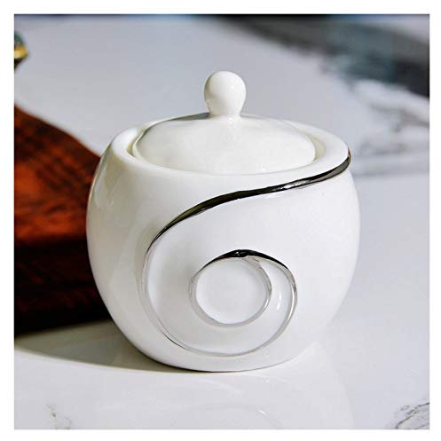 Zuccheriera Zuccheriera con coperchio Semplice ciotola per condimenti in ceramica artigianale placcata argento bianco Ciotola per sale Ciotola per cubetti di caffè Zuccheriera la scelta migliore per