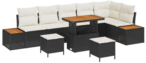 vidaXL Gartensofa-Set 9 STK. 8-Sitzanzahl Schwarz Poly Rattan