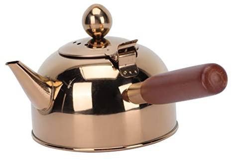 FUNNETOYU Stainless Steel Teakettle for Stovetop Efficient Heat Conduction Fast Boiling Rose Gold Kitchen Kettle Practical Side Handle Teapot for Home and Office