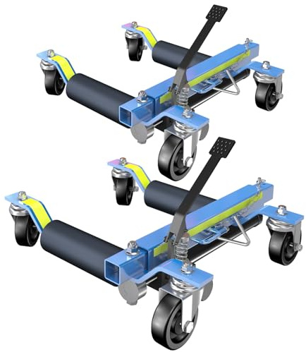 LARBANKE 2 carrelli di manovra idraulici, 680 kg/pezzo, rullo di manovra con nastro riflettente unico, sollevatore di manovra per auto