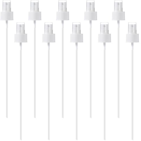 Ajcotahm 10 PCS Spray Nozzle for Bottle, Fine Mist Nozzle Sprayer Caps Replacement, 24/410 Size Plastic Sprayer Pump for Essential Oil, Perfume, Cleaning Solutions