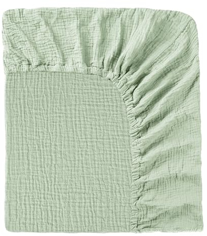 Spannbettlaken Babybett 60x120-70x140cm, 100% Baumwolle Musselin Baby Spannbetttuch mit Rundumgummi, Weich und Atmungsaktiv Babybettlaken für Kinderbett Gitterbett Beistellbett