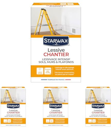 STARWAX - Lessive Chantier Ultra Concentrée - Lessivage et Décrassage Intensif avant Travaux - Nettoie - Dégraisse - À Base de Cristaux de Soude - Sols, Murs, Plafonds - Fabriqué en France - 1,4 kg