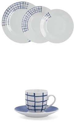 Lote de Quid Kansas Vajilla Porcelana Apto Microondas Apilable + Quid Kansas Set 6 Tazas Con Plato Porcelana Apto Microondas