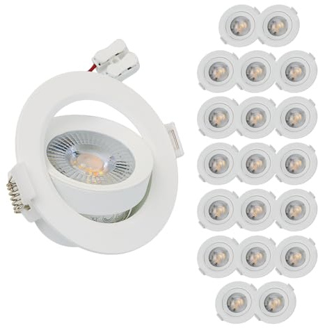LUXULA 20 Stück LED Einbaustrahler Weiß dimmbar 5W 450lm, CCT | CCT 3000K 4000K 6500K einstellbar, schwenkbar, 38° Spotlight, Einbaumaß 75mm, LED Deckenspot 230V für Bad/Küche