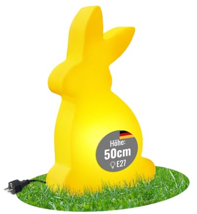 8 seasons design LED Hase 50 cm Shining Rabbit (gelb), E27, Leuchtmittel warmweiß – wetterfest – Dekolampe für außen (Garten, Terrasse) und innen – Osterdeko, Deko Frühling, Lampe Kinderzimmer