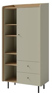 Marmex Meble Alessio 05E Bücherregal Standregal mit Schubladen und Fächern, Geschlossen und Offen