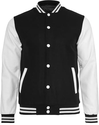 Urban Classics Herren Bekleidung Oldschool College Jacket, Black/White, L, TB201