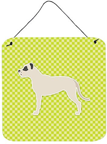 Caroline 's Treasures Warnschild Argentinische Dogge Schachbrett grün Wand oder Tür Aufhängen Prints bb3867ds66, Multicolor, 15,2 x 15,2 cm