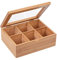 GRÄWE Aufbewahrungsbox aus Bambus mit 6 Fächern, klappbarer Deckel, Sichtfenster, Box zur Aufbewahrung von Kleinteilen - 21 x 16 x 7,5 cm