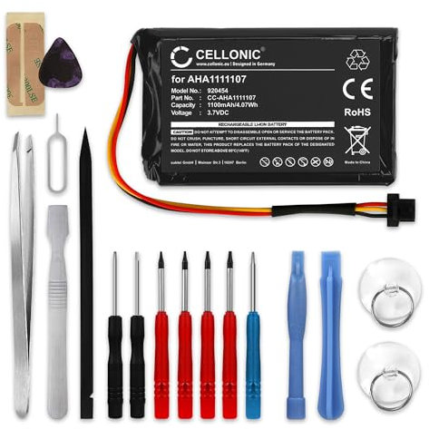 CELLONIC, Navigation Akku, kompatibel mit Tomtom Navigator 6 Go 600, Go 620 (2016) (1100mAh, 3.7V) + Werkzeug-Set