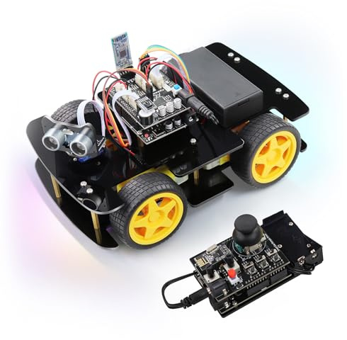 Freenove 4WD Car Kit with Remote (Compatible with Arduino IDE), Line Tracking, Obstacle Avoidance, Ultrasonic Sensor, Wireless Control Motor Servo