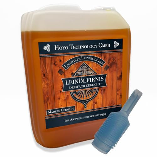 5 Liter Leinöl Firnis incl. flexiblem Ausgießer Lausitzer Leinölfirnis für Holzschutz dreifach gekocht und harzfrei