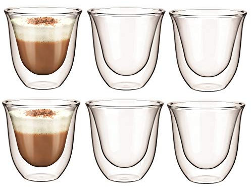 Aqualogis Lot de 6 tasses à cappuccino à double paroi en verre crème 165 ml