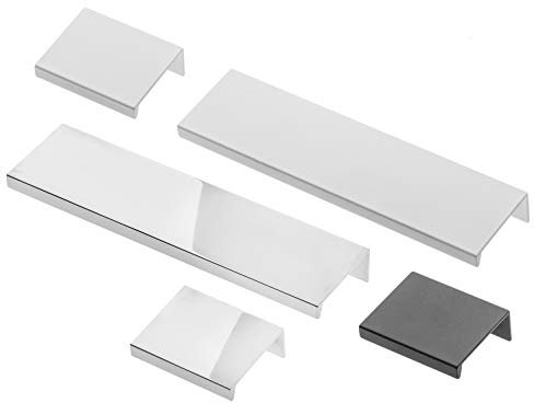 GTV Edge Mounted Cabinet Pull Trim Profile HEXI Handles for Kitchen Bedroom Bathroom (C-192 / L-225mm, Chrome)