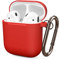 ELLENNE Cover Silicone Slim Compatibile per Apple AIRPODS 1 E 2 Custodia AntiGraffio + Gancio (Rosso Scuro)
