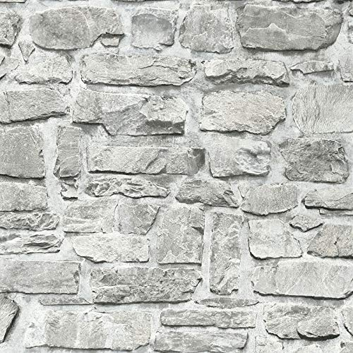 Papier Peint Imitation Brique Et Pierre - Tapisserie Beige/Crème Et Gris 363701 Livraison À Domicile