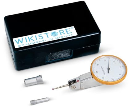 WIKISTORE COMPARATORE A LEVA, Strumento di misurazione 0-0,8 mm, Attrezzo da lavoro con lettura 0,01, Quadrante diametro 40 mm, Astina rubino 1,6 cm, Attrezzi lavoro resistenti