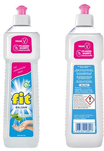 fit Hand-Spülmittel 750 ml Geschirrspülmittel gegen Fett und Stärke, hautverträglich, vegan, Balsam